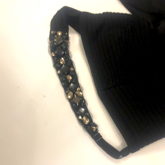 BCBG XS Dress Maxi Black Jewel Strap Back Zipper Front Slit Excellent Condition - Picture 4 of 9